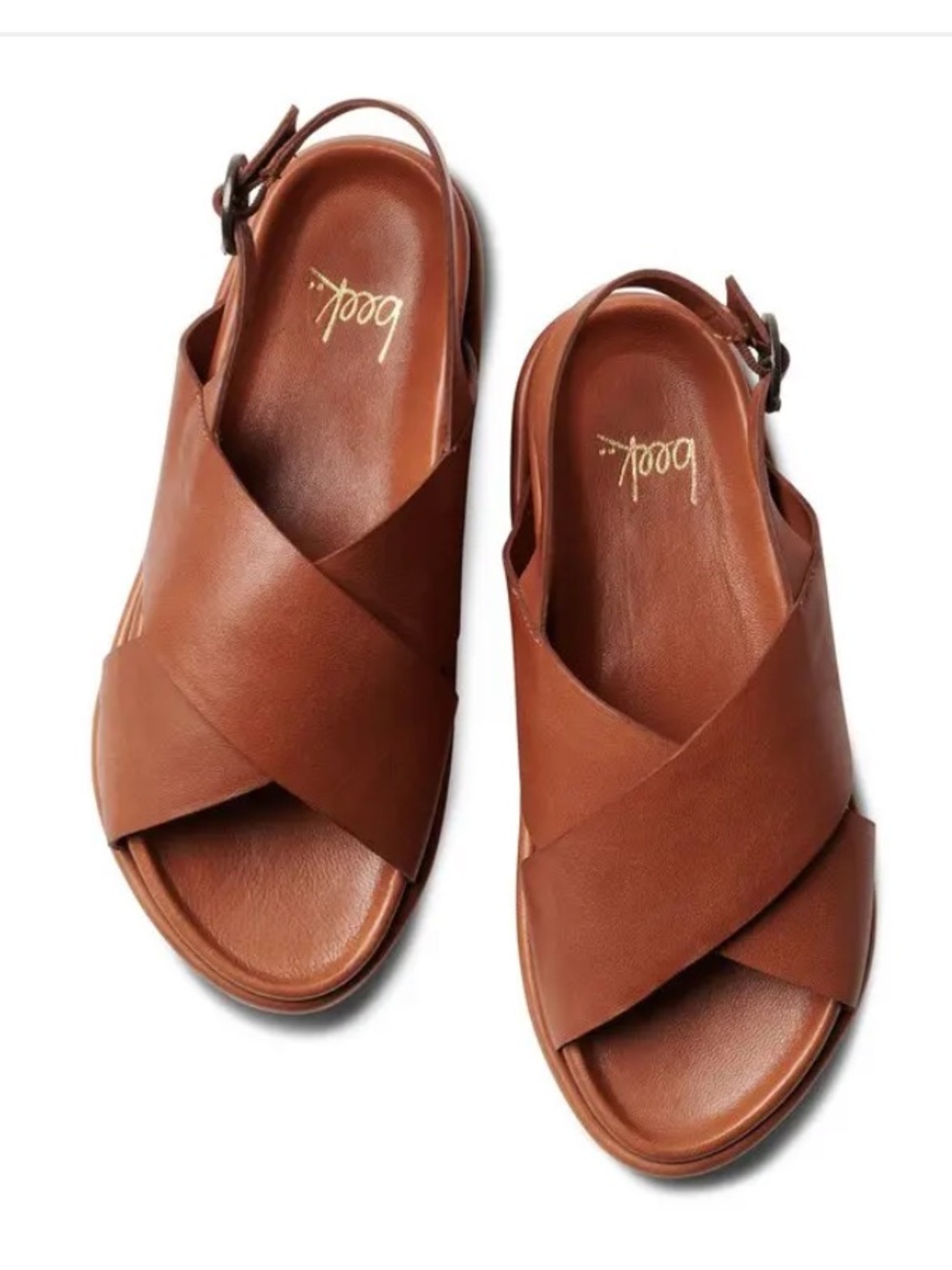 beek Gull Crisscross Slingback Sandal - Brown Leather